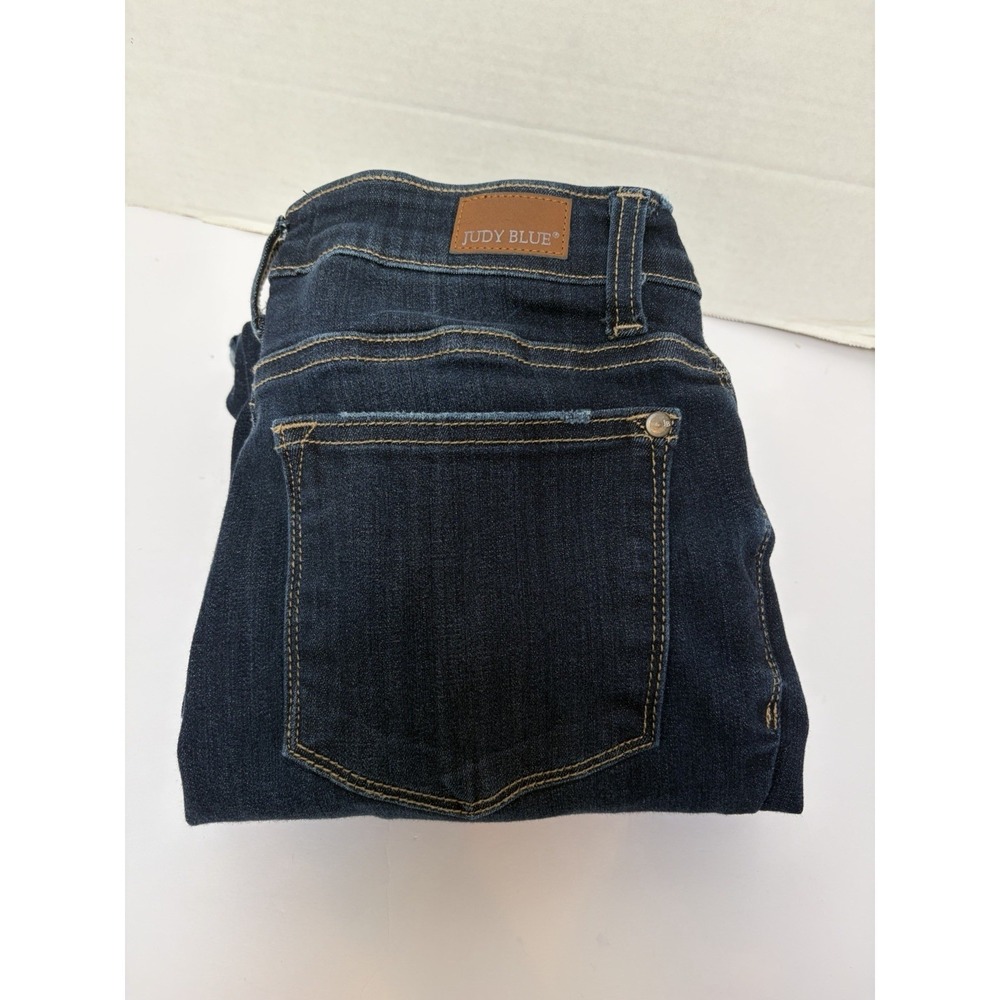 Judy Blue Hi-Rise Dark Wash Flare Denim Jeans Size 3/26 Style #82343 Raw Hem